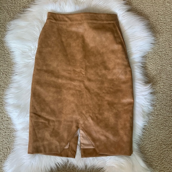 HOUSE of CB Tan Leatherette Pencil Skirt XS - Picture 6 of 13